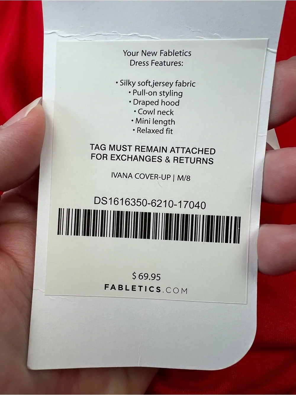 NWT Fabletics Hooded Ivana Cover Up Dress - Size Medium
